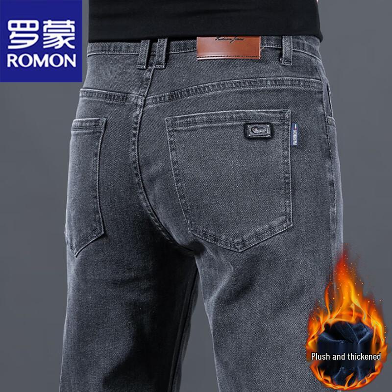 

Romon Men s Fleece-Lined Straight-Leg Jeans