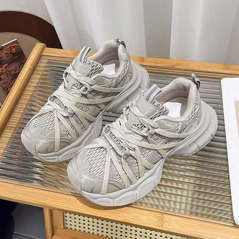 Mode Damen Freizeit Sportschuhe 2025 Bequem Atmungsaktiv Rutschfest Outdoor Laufschuh Dicke Sohle Schnürschuhe Mode Vulkanisierte Schuhe