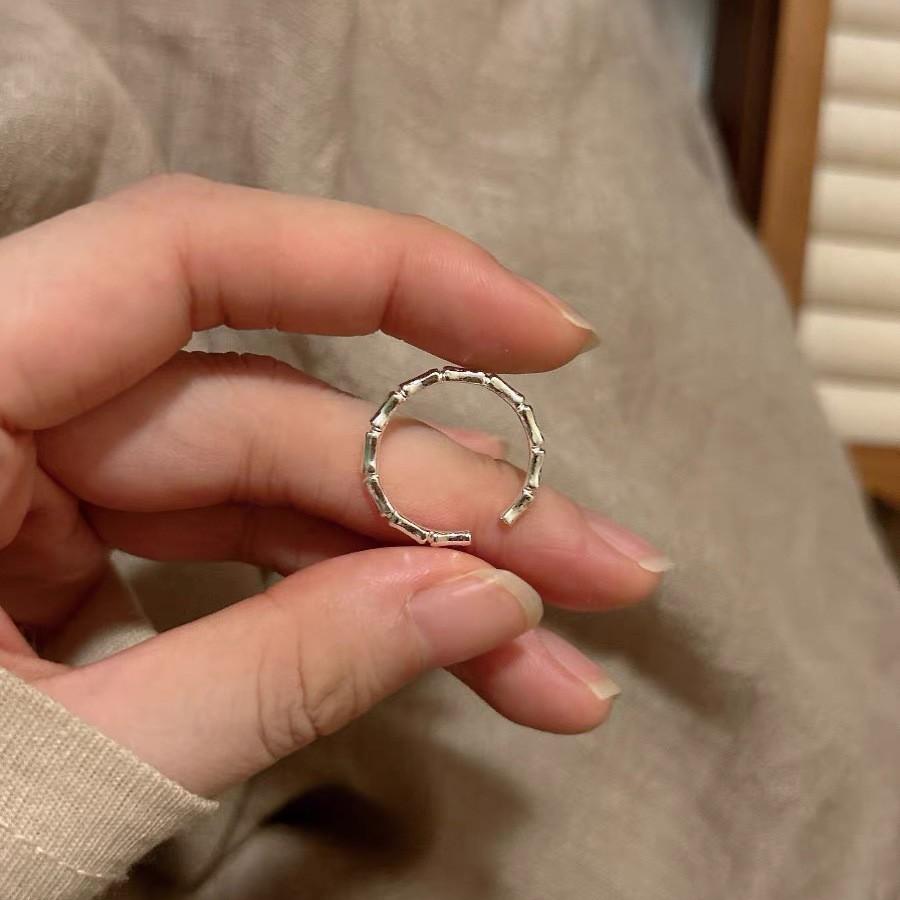 Korean Version Plain Ring Irregular 925 Sterling Silver Versatile Ring Women's Niche Ins Style Design Non-fading Combination Ring