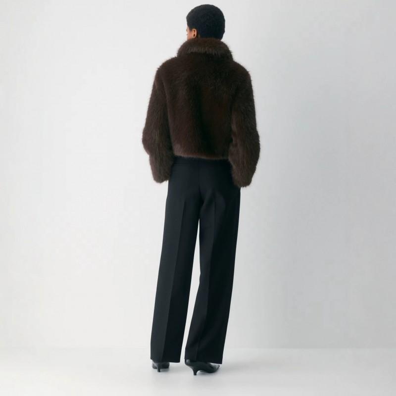 Womens Faux Fox Fur Coat Short Warm Winter Jacket Stand-Up Collar Classic Chic Style