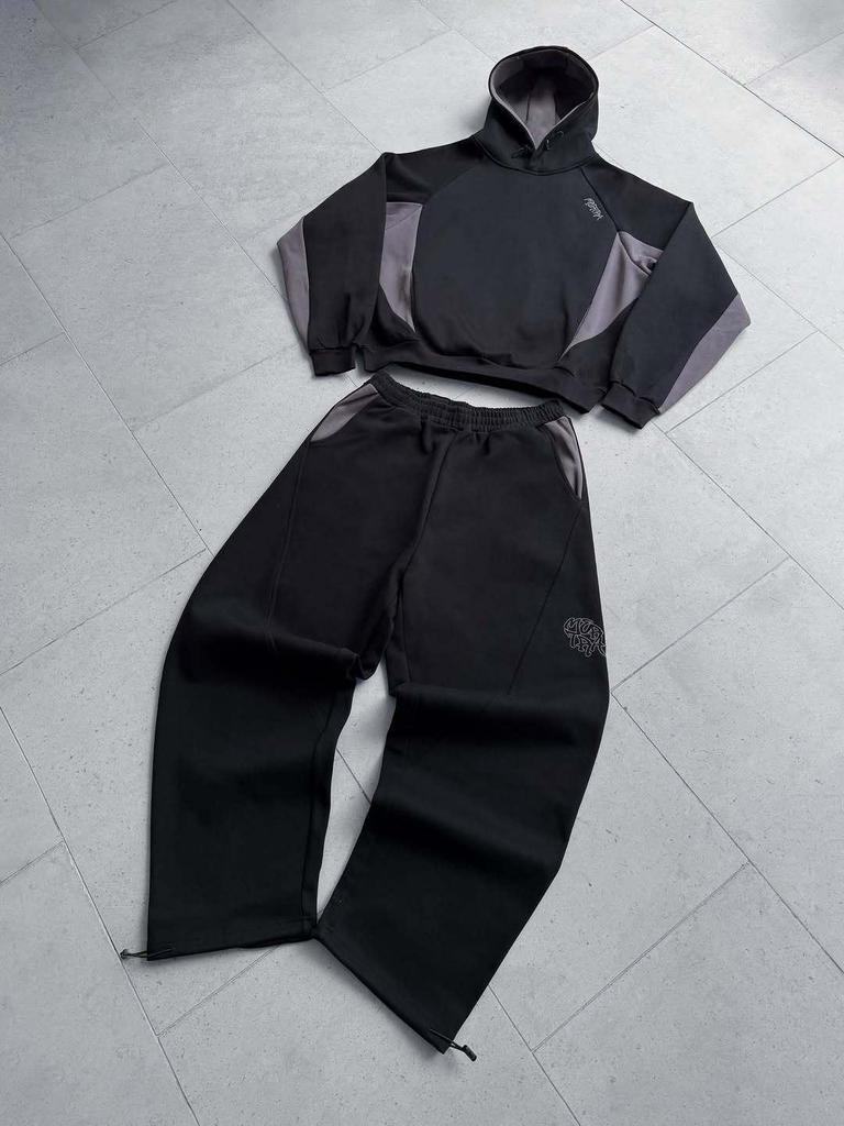 Y2K Color Block Embroidered Hoodie & Casual Sports Pants Set for Women