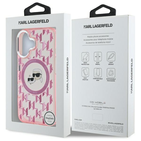 Karl Lagerfeld Klhmp16Shmckmhp Iphone 166.1 Różowy/Pink Iml Monogram Karl&Choupette Head Magsafe