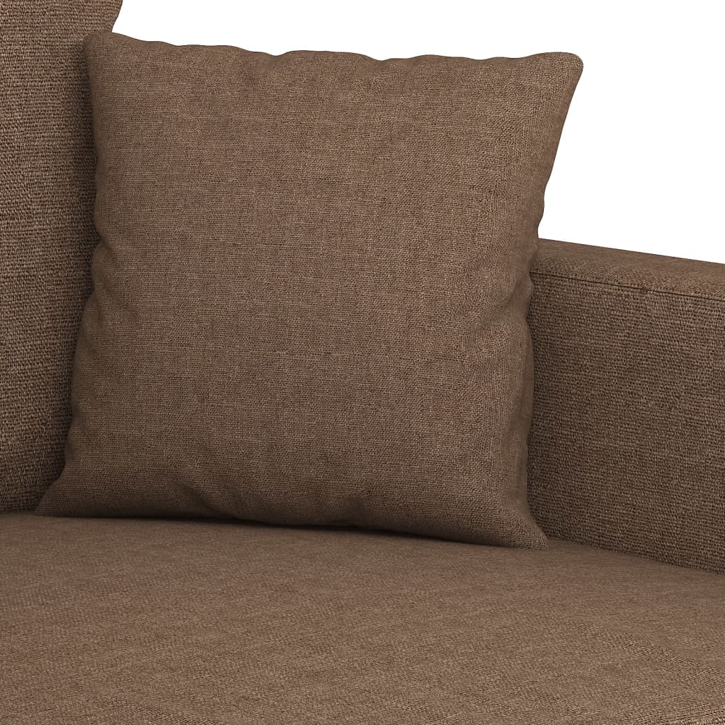 3 Piece Sofa Set with Cushions Brown Fabric