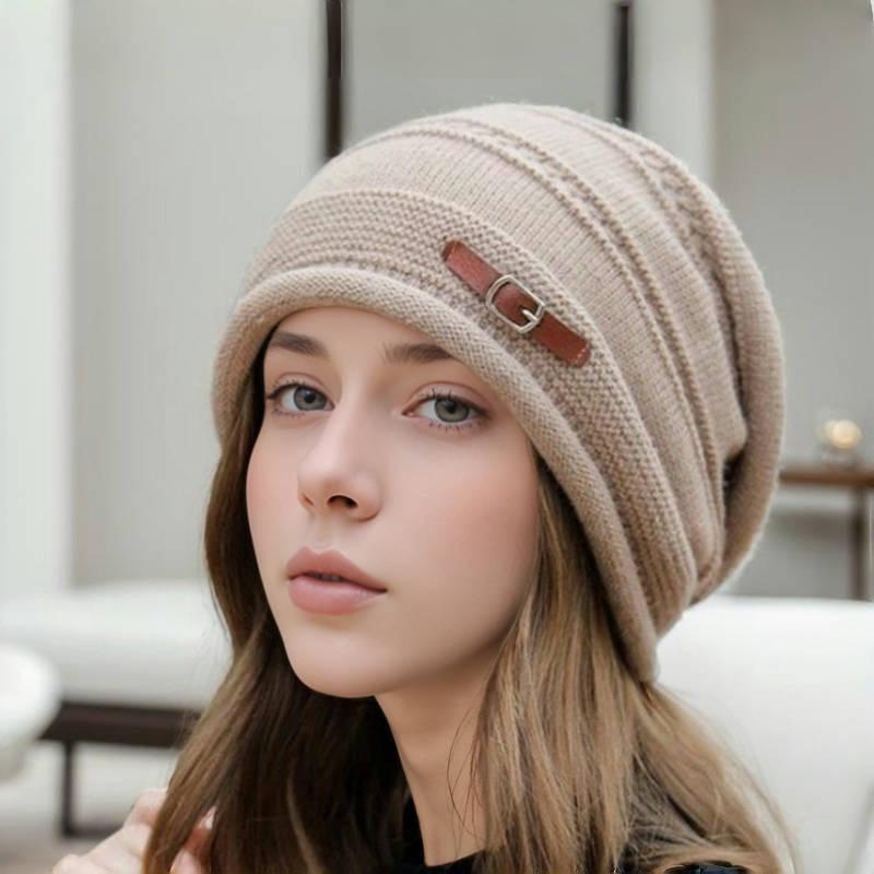 Autumn and Winter, Warm, Knitted Pullover Hat, Fried Dough Twists Ear Protection, New Style, Loose, Large Head Circumference, Pile Cap