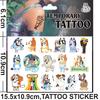 8 Sheets BLUEY Themed Temporary Tattoos Cartoon Sticker Tattoos Gift for Kids
