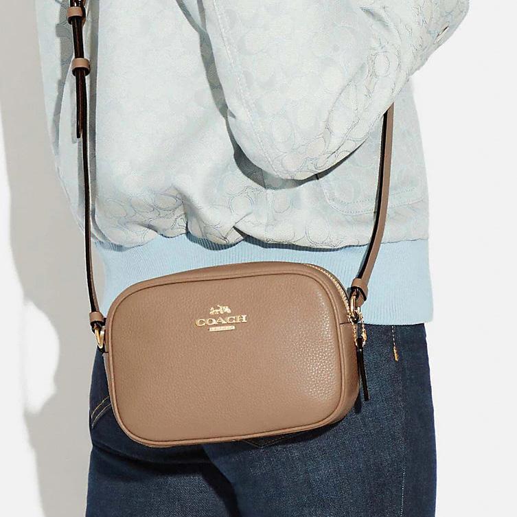 Ny COACH Jamie Lær Kameraveske, Skulderveske, Crossbody-veske Liten Dame Khaki CA069-IMTAU