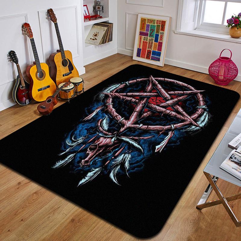 P-Pentagram Printed Carpet Fashion Yoga Mat Non-Slip Carpet Bedroom Decoration Outdoor Carpet Bedroom Birthday Gift