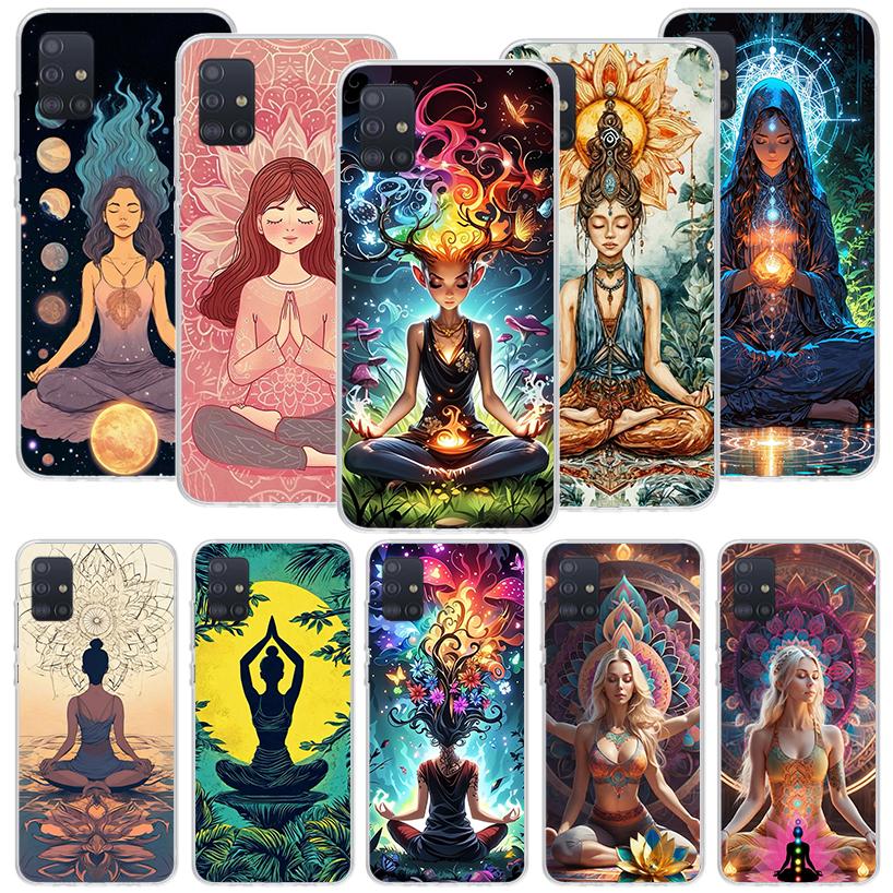 Meditation Yoga Girl Phone Case For Samsung Galaxy A52 A32 A22 A12 A02S A50S A30S A51 A31 AA71 Note 20 Ultra 10 S10 Plus Galaxy