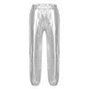 Kinder Mädchen Shiny Metallic Dance Hosen Elastische Hohe Taille Hip Hop Hosen Streetwear Dancewear
