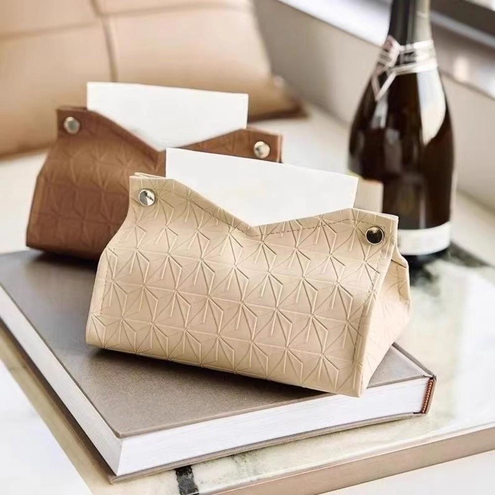 Geometric Texture Tissue Box Light Luxury Simple Tissue Cover Household Storage Box Toilet Paper Box Living Room Coffee Table