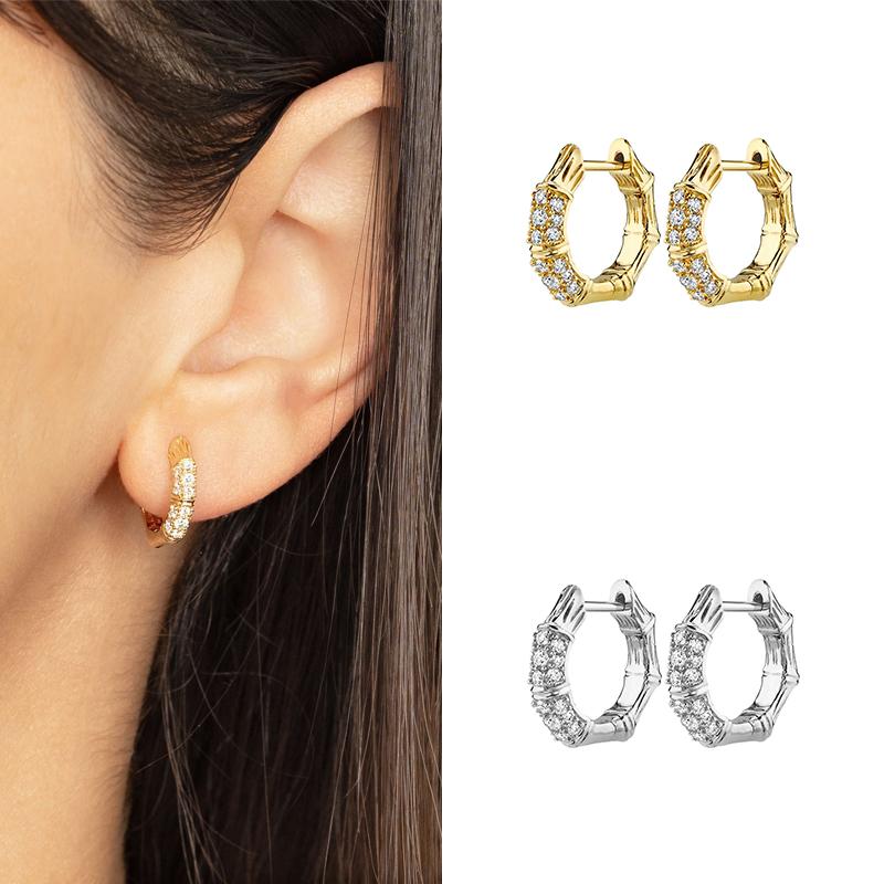 Gold Filled Silver Color Hoop Earrings For Women Stud Earring Zircon Piercing Drop Earings Personalized Jewelry Wholesale
