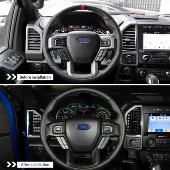 Schwarzes Holzlenkradrahmen-Zierleistenabdeckung für Ford F150 2015-20