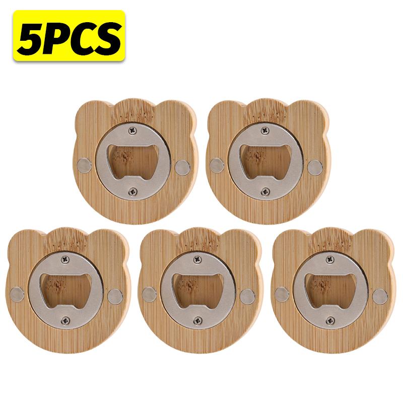 1/10PCS Magnetic Bamboo Bottle Openers Refrigerator Sticker Suction Beer Opener for Cocktail Beer Household Party Barware Tool1