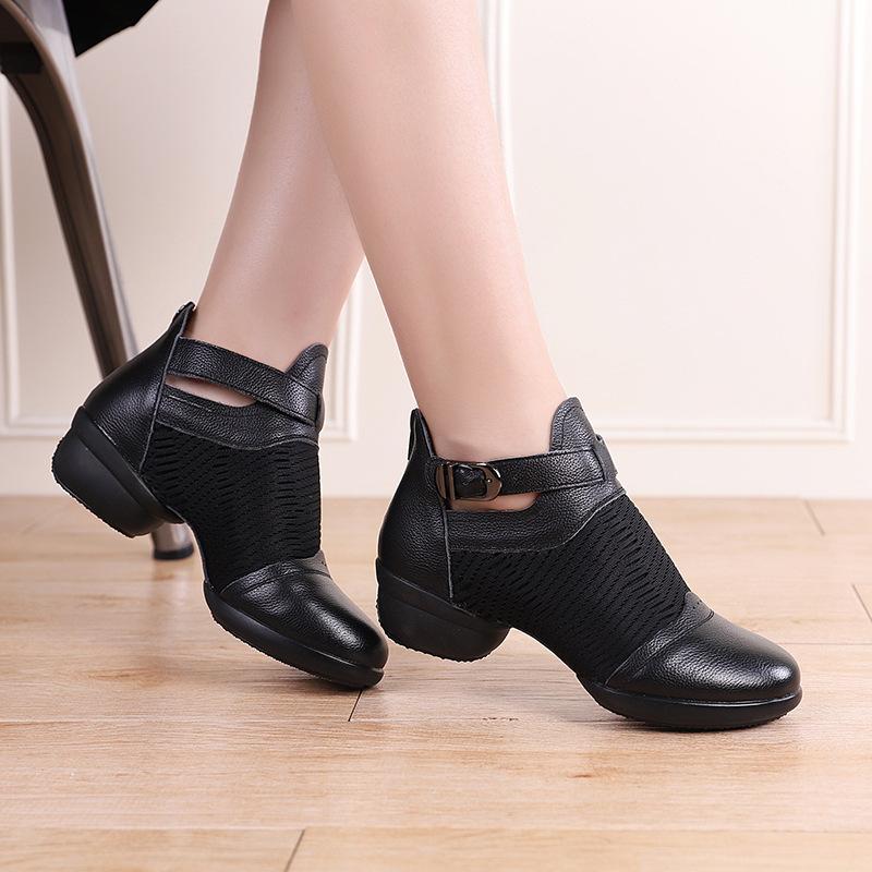 Scarpe da ballo con superficie in rete da donna Scarpe casual da ragazza Scarpe da ballo con tacco alto Scarpe da ballo moderne da esterno per signore Scarpe da ballo quadrato Jazz