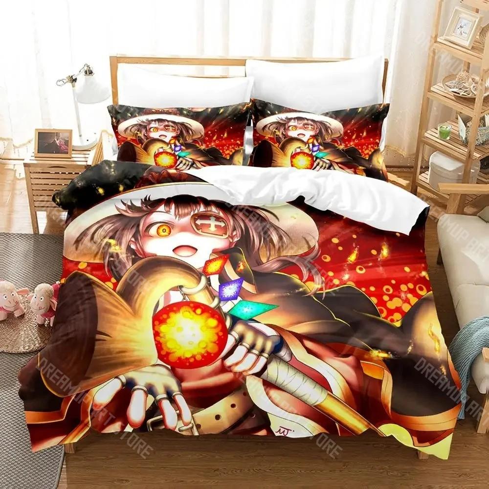 3D Printed KonoSuba Bedding Set for Boys Girls Duvet Cover And Pillowcase Included Twin Queen King Full Single Double Sizes