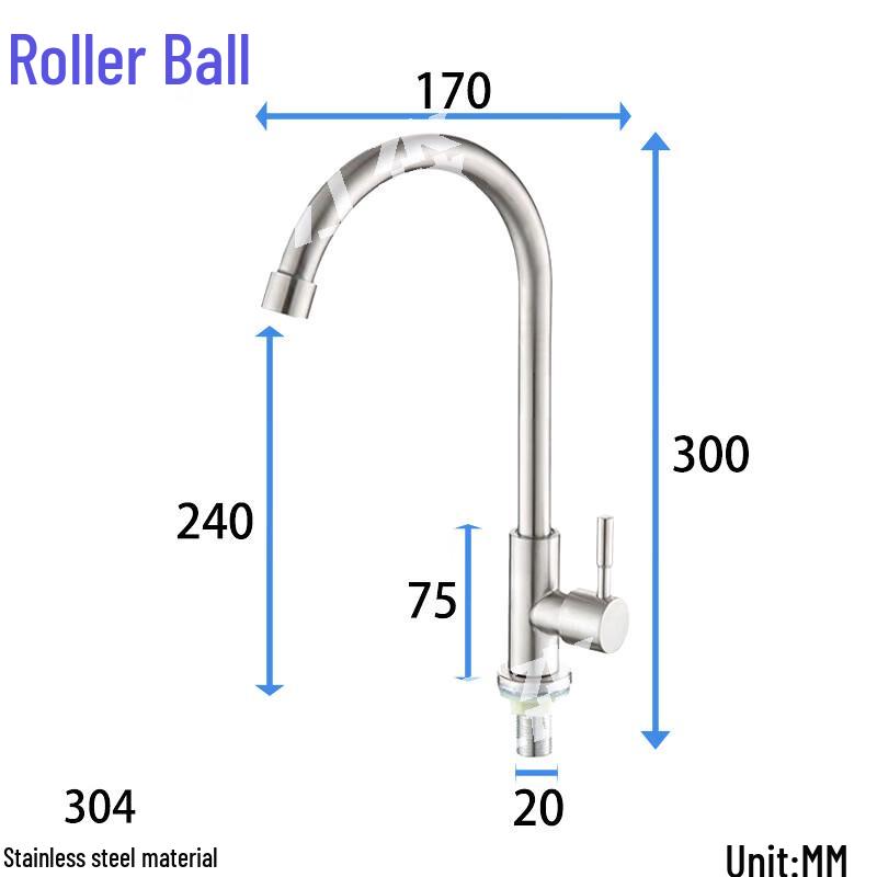 NASHIDA 304 Stainless Steel Single Cold High Arc Kitchen Faucet