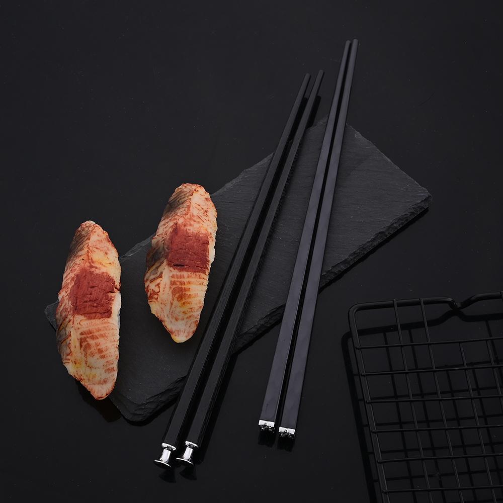 10Pcs Black Silver Portable Travel Cutlery Set Chopsticks Spoon Stainless Steel Korean Dinnerware Set Luxury Tableware Set