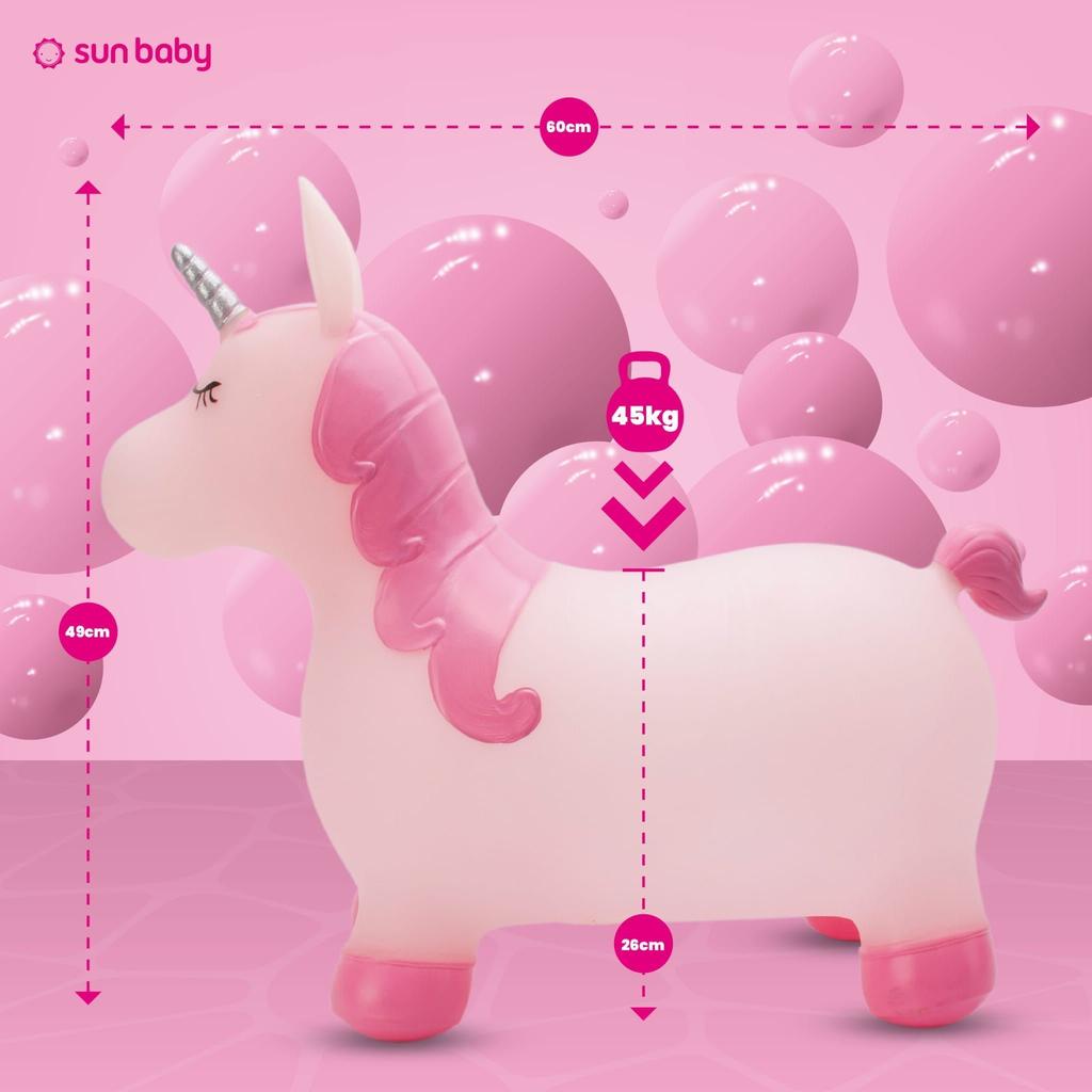 Children's Hopper for Jumping with Pump Kelly Pink With Glitter Horn
