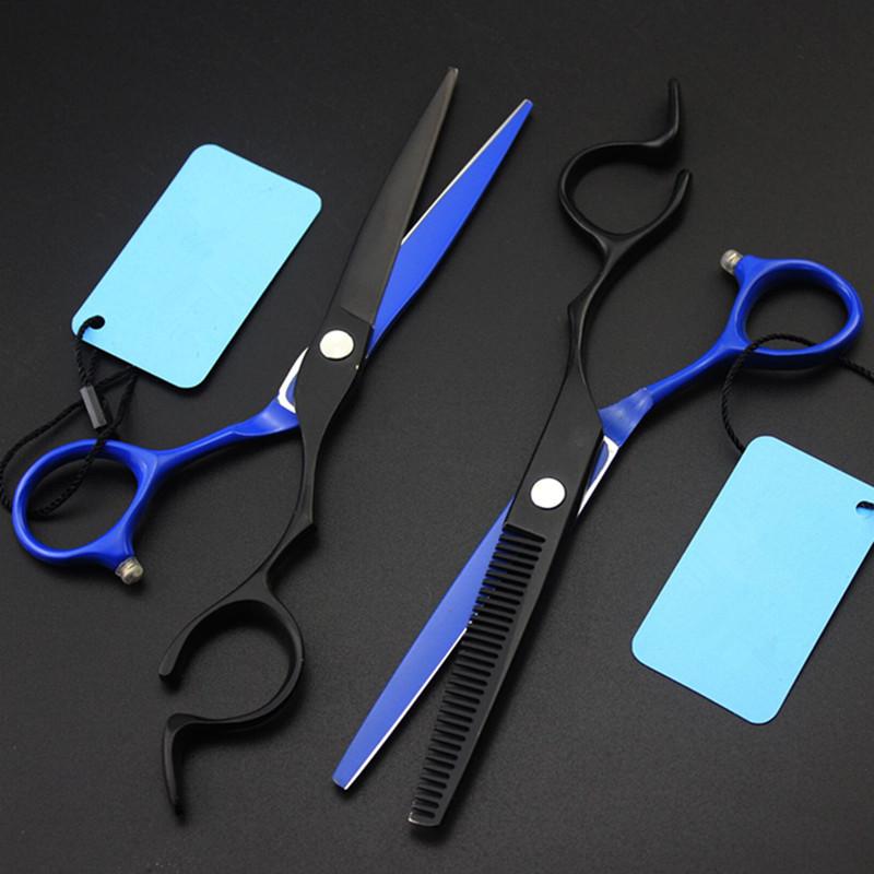 Professional Steel 6 '' Black Blue Hair Scissors Haircut Scissor Thinning Barber Hair Cutting Shears Hairdresser Scissors