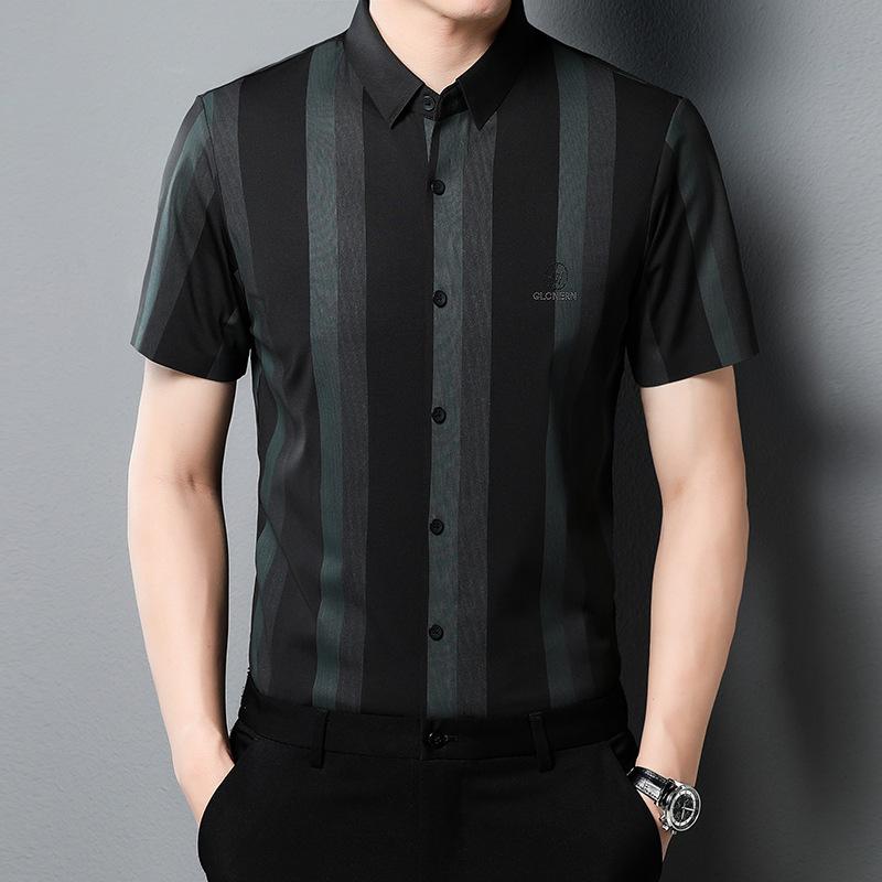 Летняя рубашка с коротким рукавом в полоску — фото 4