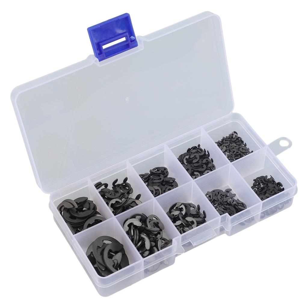 E Type Retaining-ring 580 Piece Set of Black Carbon Steel Shaft E Clips Snap Circlip Washers in 10 Sizes 15 10mm