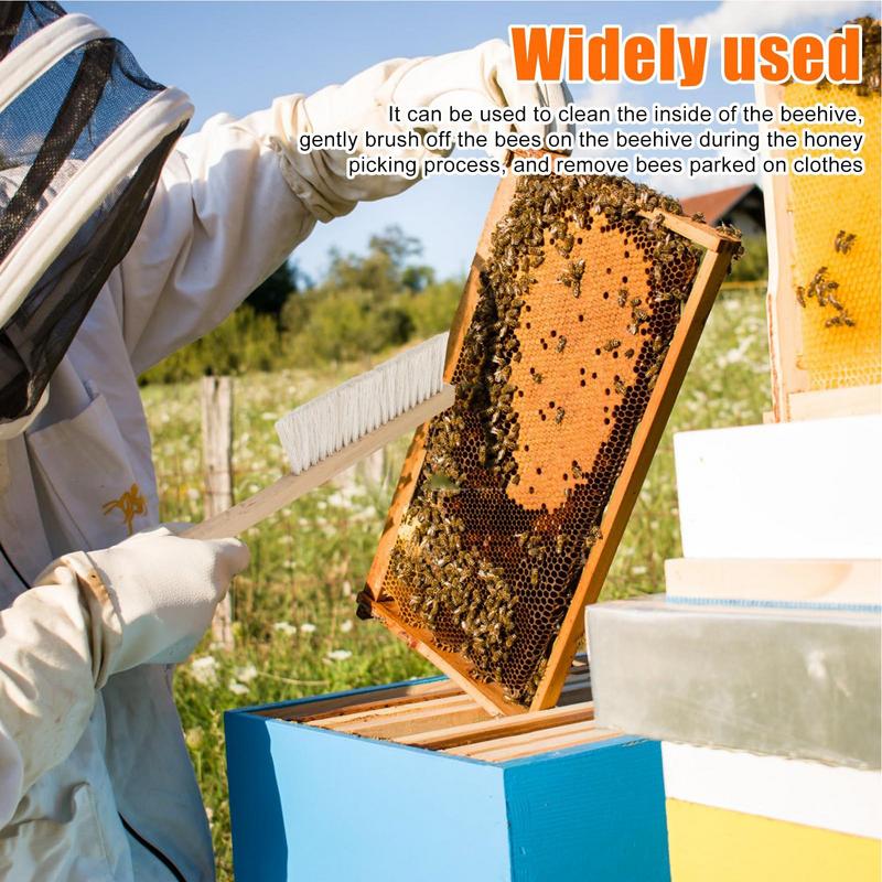 Bee Brush Natural Horsehair Bee Brush With Wooden Handle Natural Horsehair Beehive Tool Soft Honeybee Cleaning Supplies For