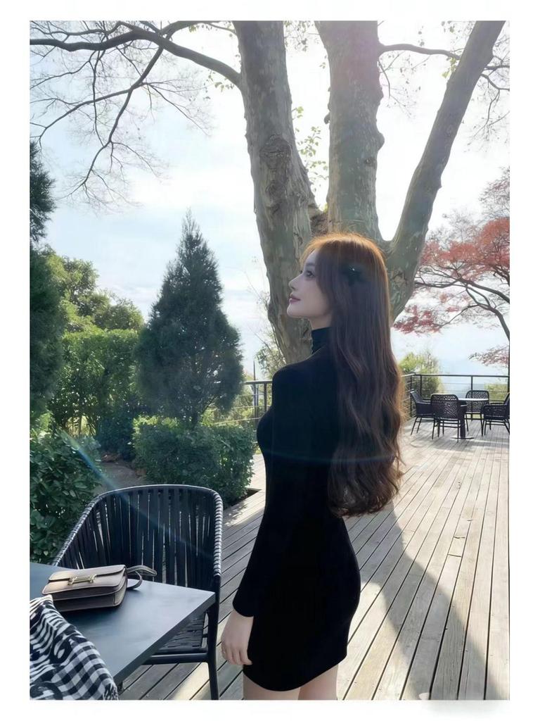 Autumn & Winter Glam Knit High-Neck Slim Fit Bodycon Mini Dress