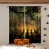 Halloween Horror Pumpkin Cartoon Print Curtains, Blackout, Heat Insulation, Restaurant, Bedroom, Party Decoration