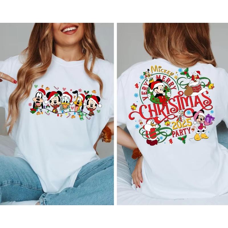 Merry Christmas Party 2025 Shirt Santa Claus and His Friends Set Christmas Light Shirt Land Tshirt
