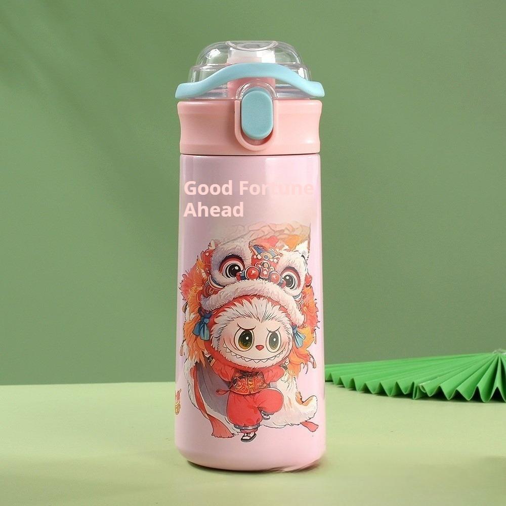 Straw Carter Portable Pea Cup Cartoon Double Drinking Cup Thermos Cup 304 Stainless Steel