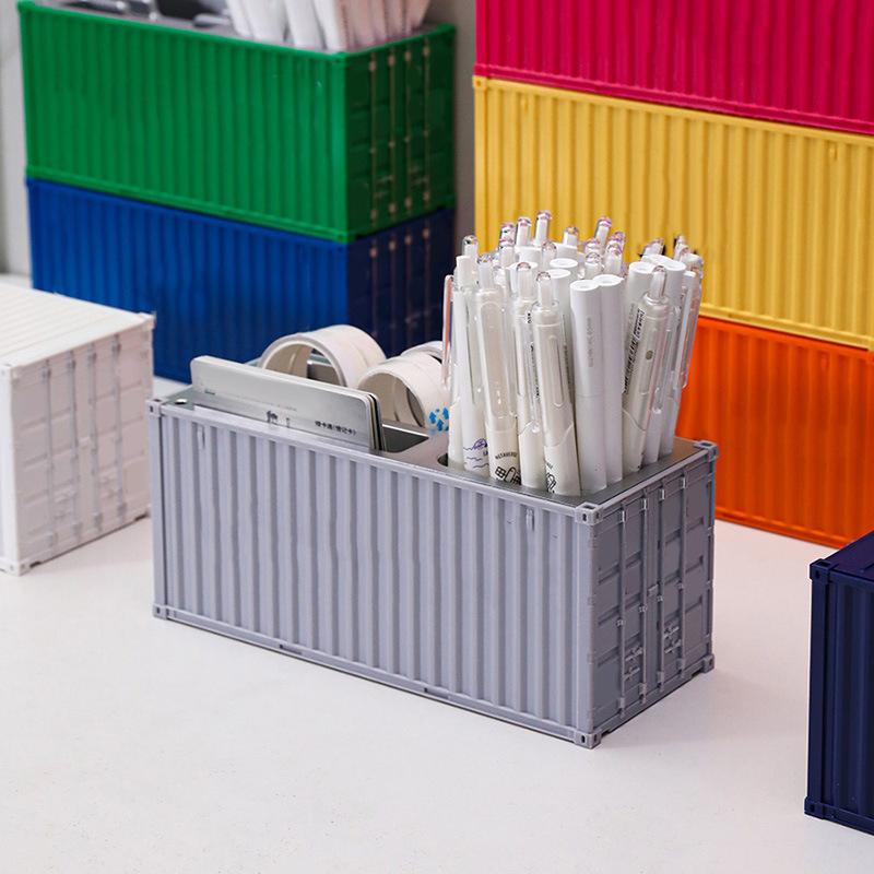 1*1:30 Scale Simulated Shipping Cargo Container Model Pen Holder Stationery Organizer Multi-purpose Storage Box Display Ornament