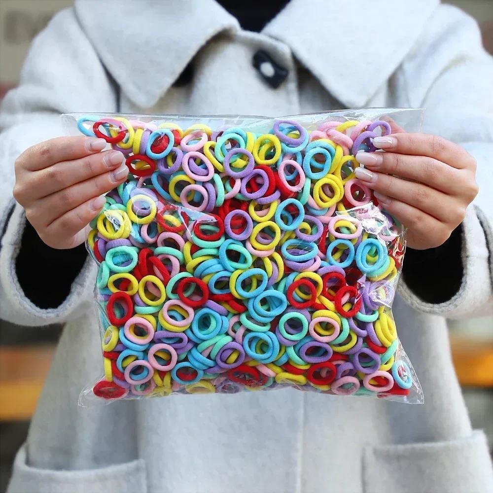 100/200 Pezzi Elastici Colorati in Nylon per Capelli da Donna e Ragazza, Elastici per Coda di Cavallo, Piccolo Elastico per Capelli, Elastici di Gomma, Scrunchie, Accessori per Capelli
