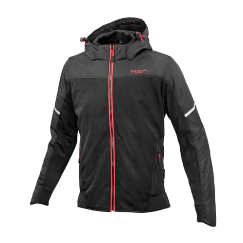 [Enigma] 25-003 EN-003 Radiance Hoodie for Motorcycles for Spring, Summer and Autumn, CE Level 2 Protector, Mesh, Black, Red, L