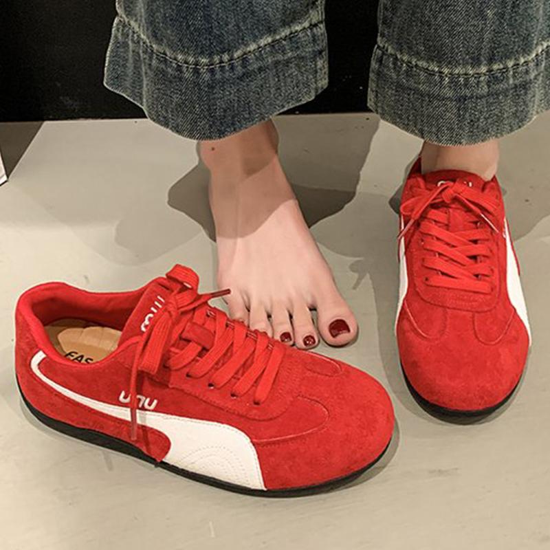 Fashion Soft Faux Suede Sneakers Women Autumn Winter 2025 Mix Color Lace Up Sports Shoes Woman Sewing Lightweight Casual Shoes Mujer