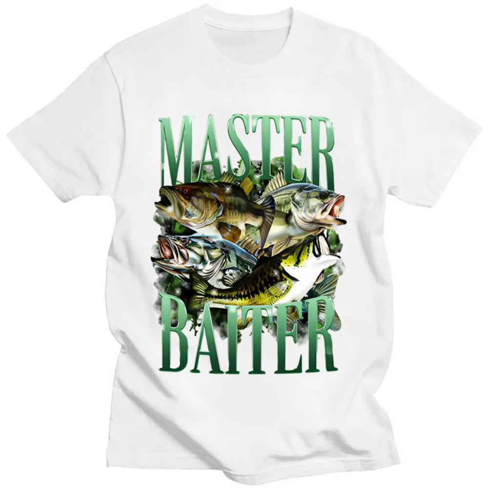 Master Baiter Bass Fishing Funny Graphic T Shirt Mens Vintage ONeck Oversized Cotton Tshirts Loose Clothing High Quality Tees