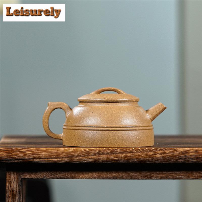 160ml Yixing Purple Clay Teapots Handmade Double Line Pot Raw Ore Section Mud Tea Maker Kettle With Strainer Zisha Tea Set Craft