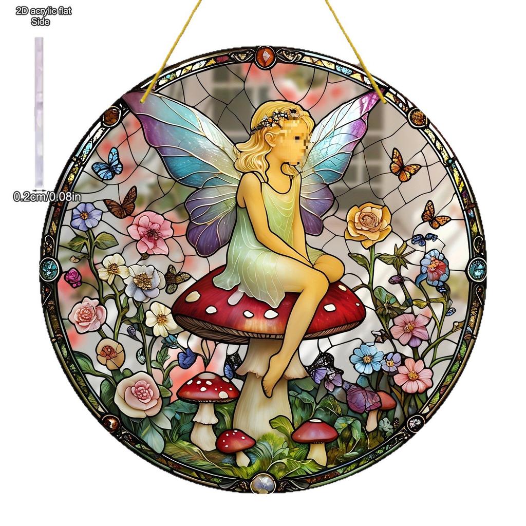 Sun Catcher Window Enchanting Elf Fairy Acrylic Door Display, Four Seasons Decoration, Novelty Home Decor, Perfect Durable for Bedroom, Store, Office