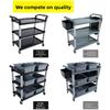 Three Layer Large Capacity Service Cart for Restaurants Hotels Mobile Push Cart Four Wheel Food Trolley Easy Transport Trolley