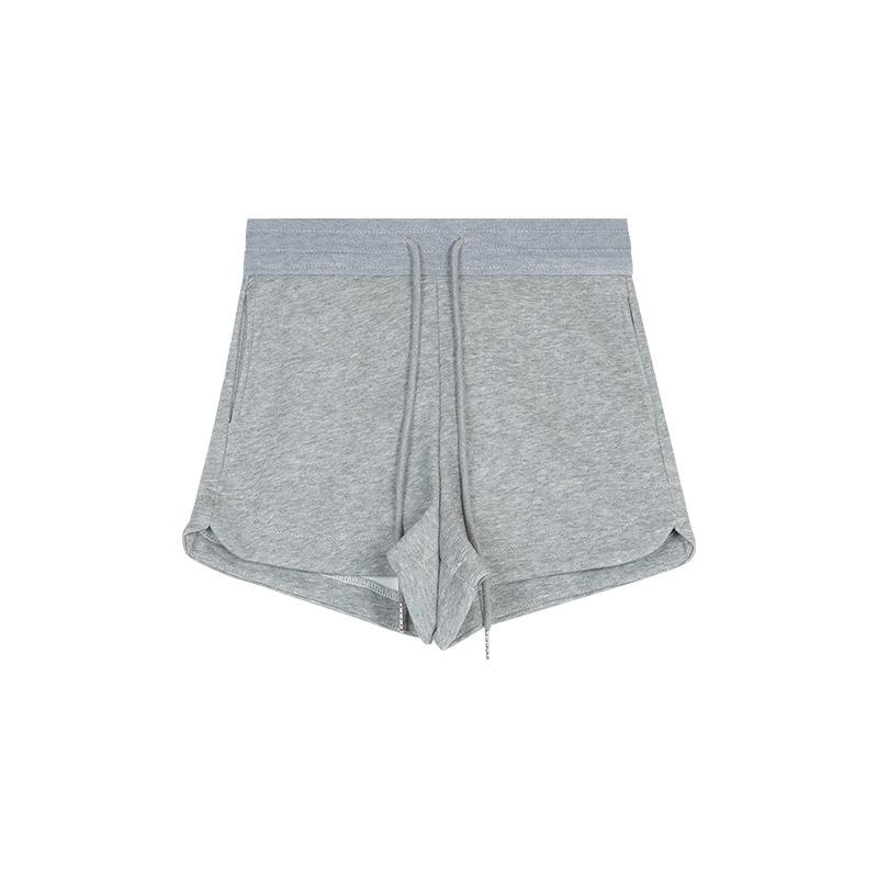 2025 Women's Summer High Waist Slimming Loose Straight-Leg Drawstring Shorts - Black Casual Versatile Sportswear