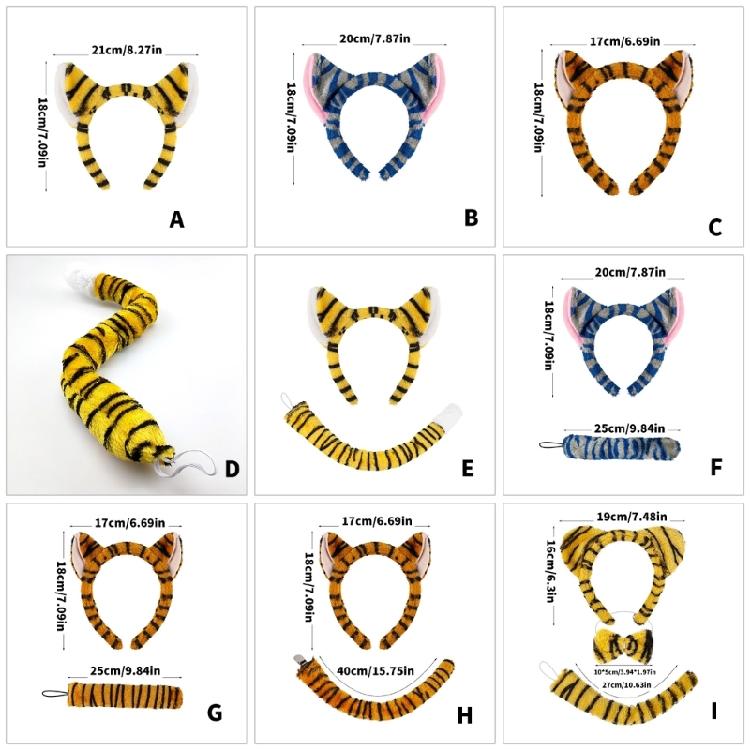 Ensemble d'accessoires de costume de tigre pour enfants 2/3 pièces Bandeau Oreilles de Tigre, Nœud Papillon, Kit d'accessoires Queue Ensemble de Déguisement Animal Halloween