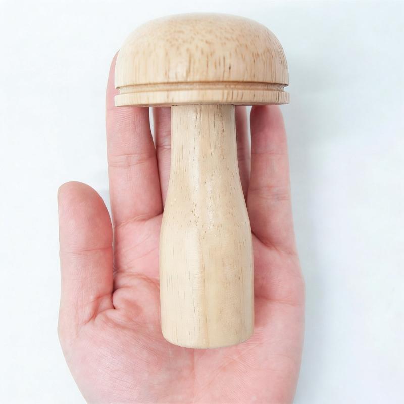 Eggs Shape Wood Mending Tool Wooden Darning Mushroom Set With Large Eye Needle and Colored Thread for Knitting Repair