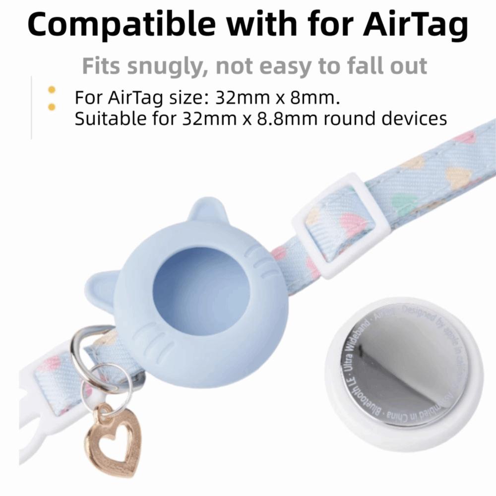 Adjustable Cat Tracker Collar for AirTag Holder Safety Buckle Silicone Protective Case Anti-Lost Pet Cat Tracking Collar