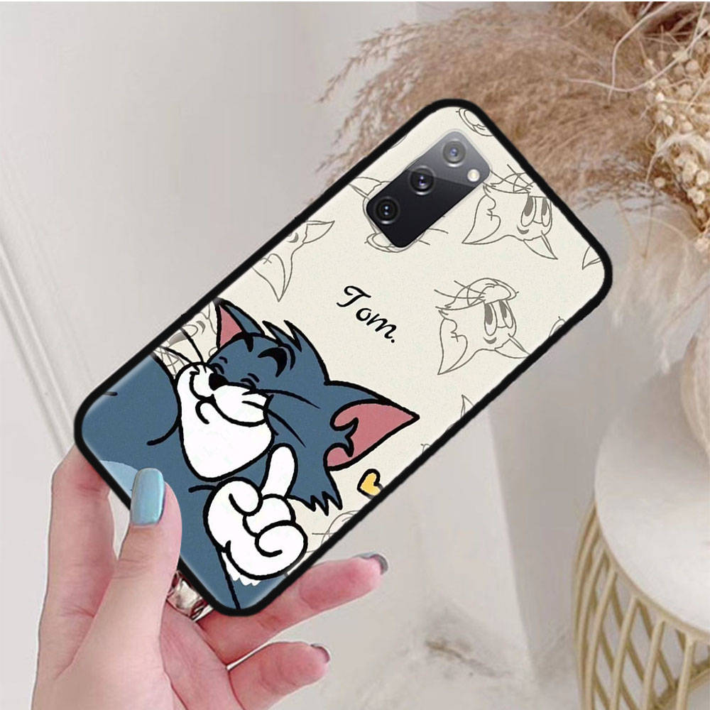 Black Case for Samsung Note 20 Lite S24 Ultra S23 A03 A05 A06 A11 A71 A15 A16 A13 A24 A25 A33 A52 A53 A50 M55 M35 Plus C-47 Tom Jerry Cat Mouse