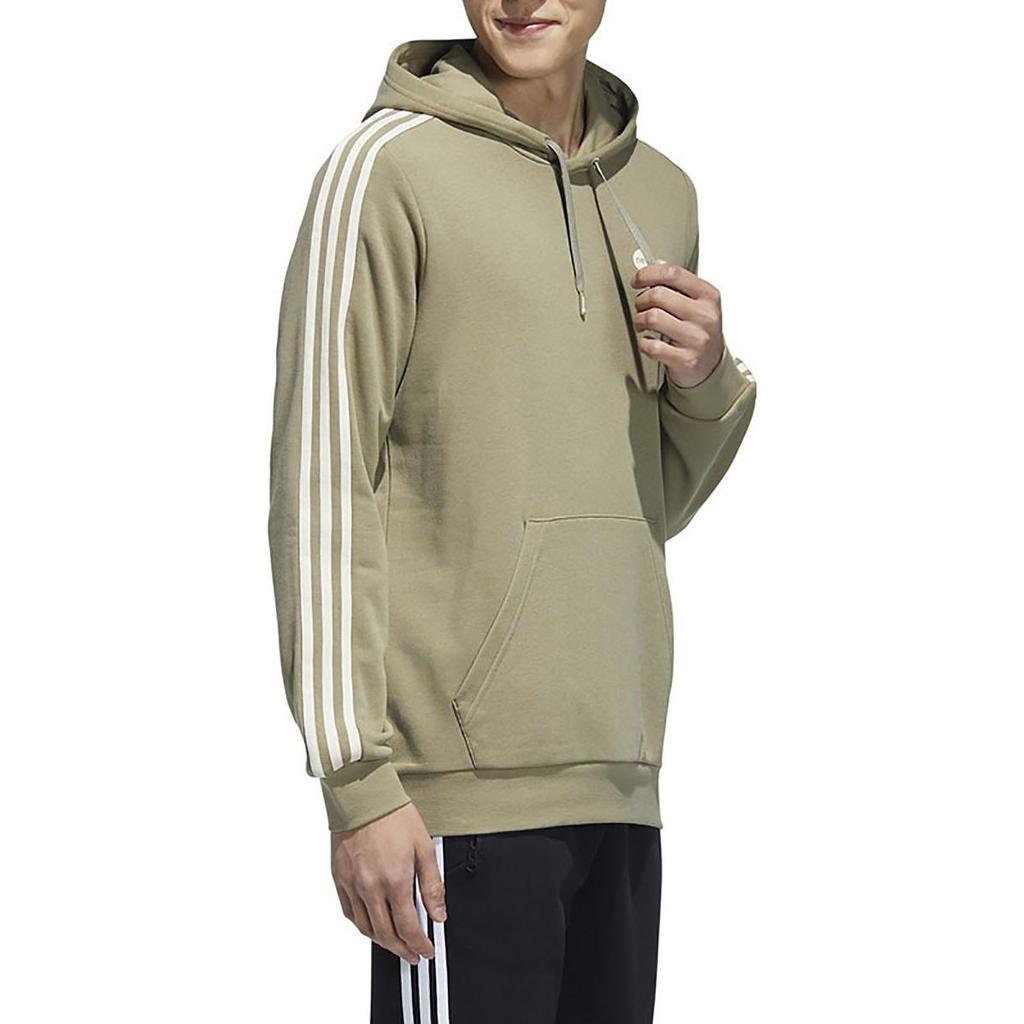 adidas Neo Kangaroo Pocket Badge Striped Drawstring Hooded Long-sleeved Sweatshirt Men Tops Matcha-Green HD4673