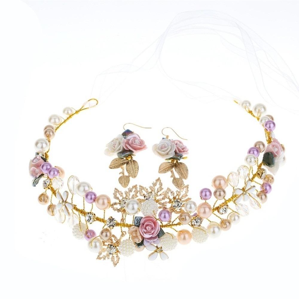 Gold Color Princess Crowns Rhinestone Bridal Jewelry Exquisite Flower Crown  Gift