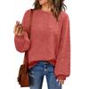 Women's Fashion Round Neck Pullover Sweater Casual Versatile Solid Color Knit Top