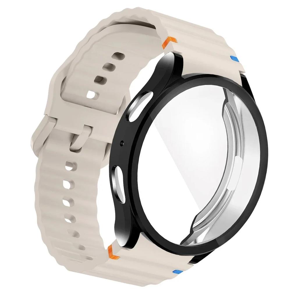 TPU Case+Strap Sports Strap for Samsung Galaxy 7 6 4 5 40mm 44MM Original Silicone Bracelet Soft TPU Case Glass Protective Cover