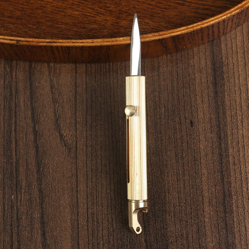 

Латунная открывалка для бутылок, брелок, ствол ножа, многофункциональный нож, разбиватель стекла, уличный скрытый кулон, портативный разборный и экспресс.