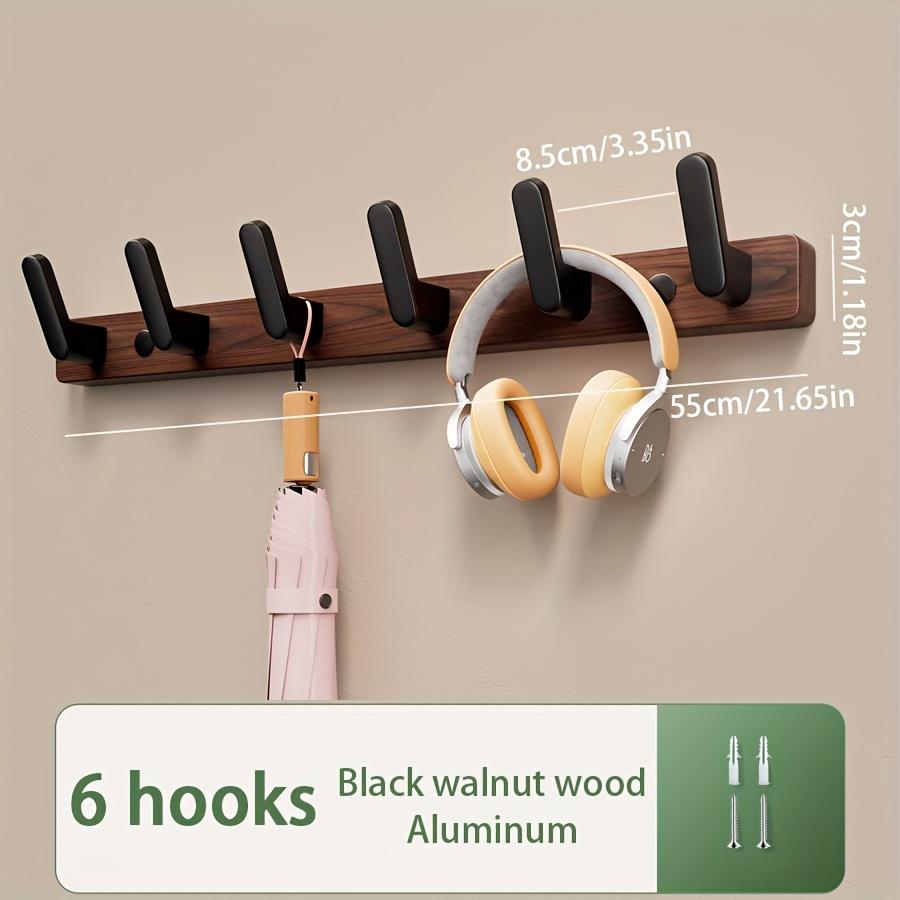 Multi-Purpose 3/4 Hooks Wooden Wall Hook, Walnut Clothes & Hat Hanger for Door, Bathroom & Fitting Room