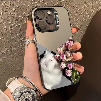 Rose Cat iPhone Case for Apple 17 Pro Max, Creative Cover for 16, 15, 14 Pro, 13 - Cute Design